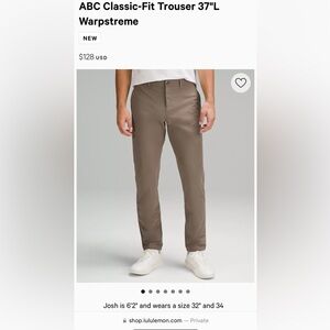 Lululemon Commission Classic-Fit Warpstreme 37"L size 36